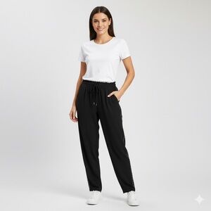 Coldwater Creek Black Pull-on Drawstring Waist Lightweight Pants